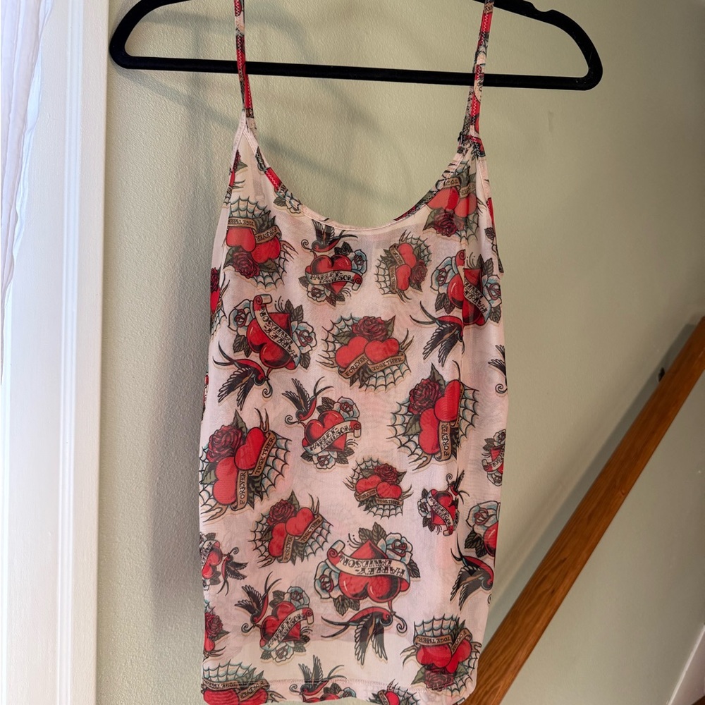 Harley Davidson Tattoo Print Mesh Top